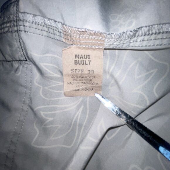 Maui Built Shorts Men's 38 White Black Grey Swim Trunks Tropical Floral Board - Picture 8 of 9